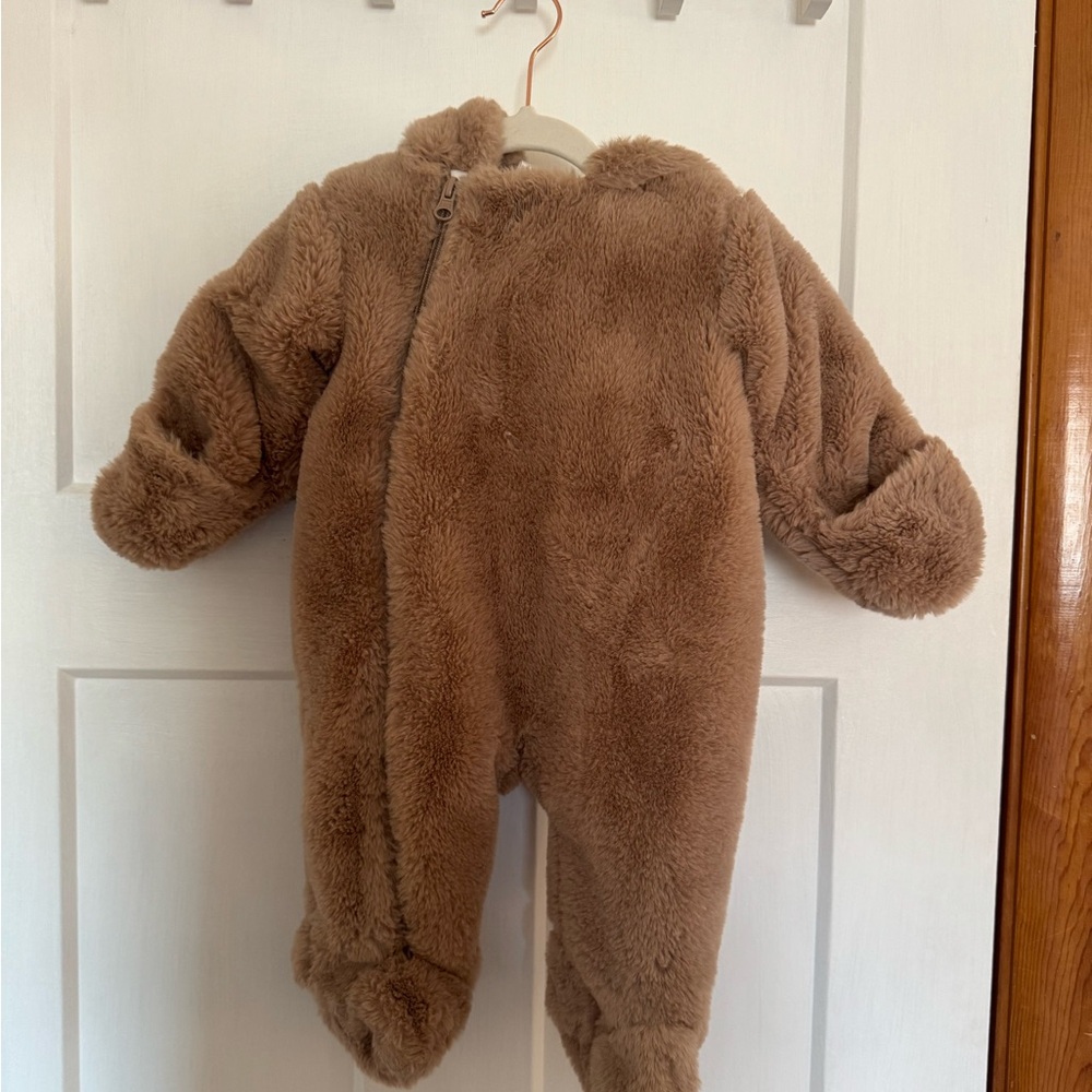 Cozy Brown Plush Baby One-Piece Bodysuit